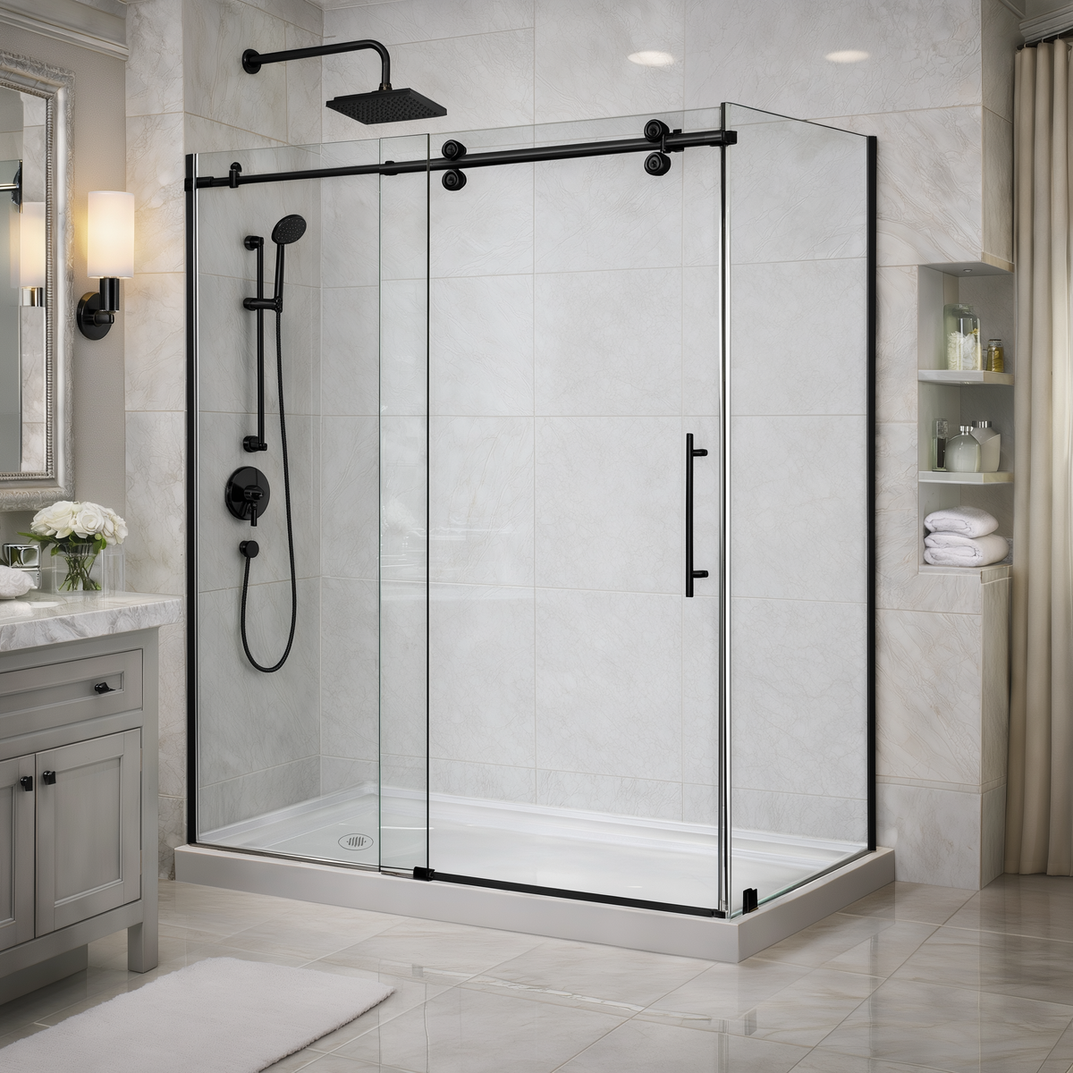 Vertiges Frameless Sliding Shower Door Enclosure