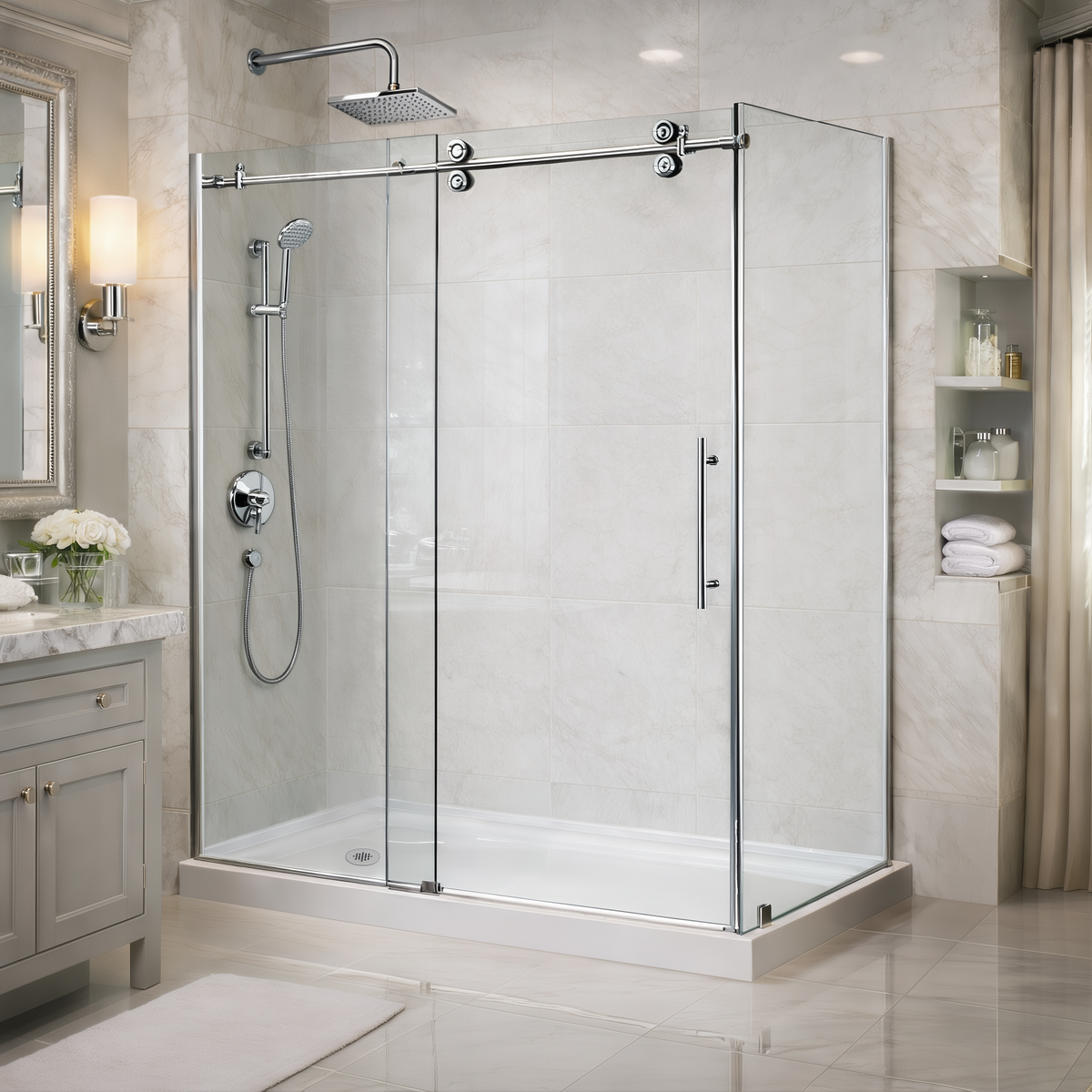 Vertiges Frameless Sliding Shower Door Enclosure