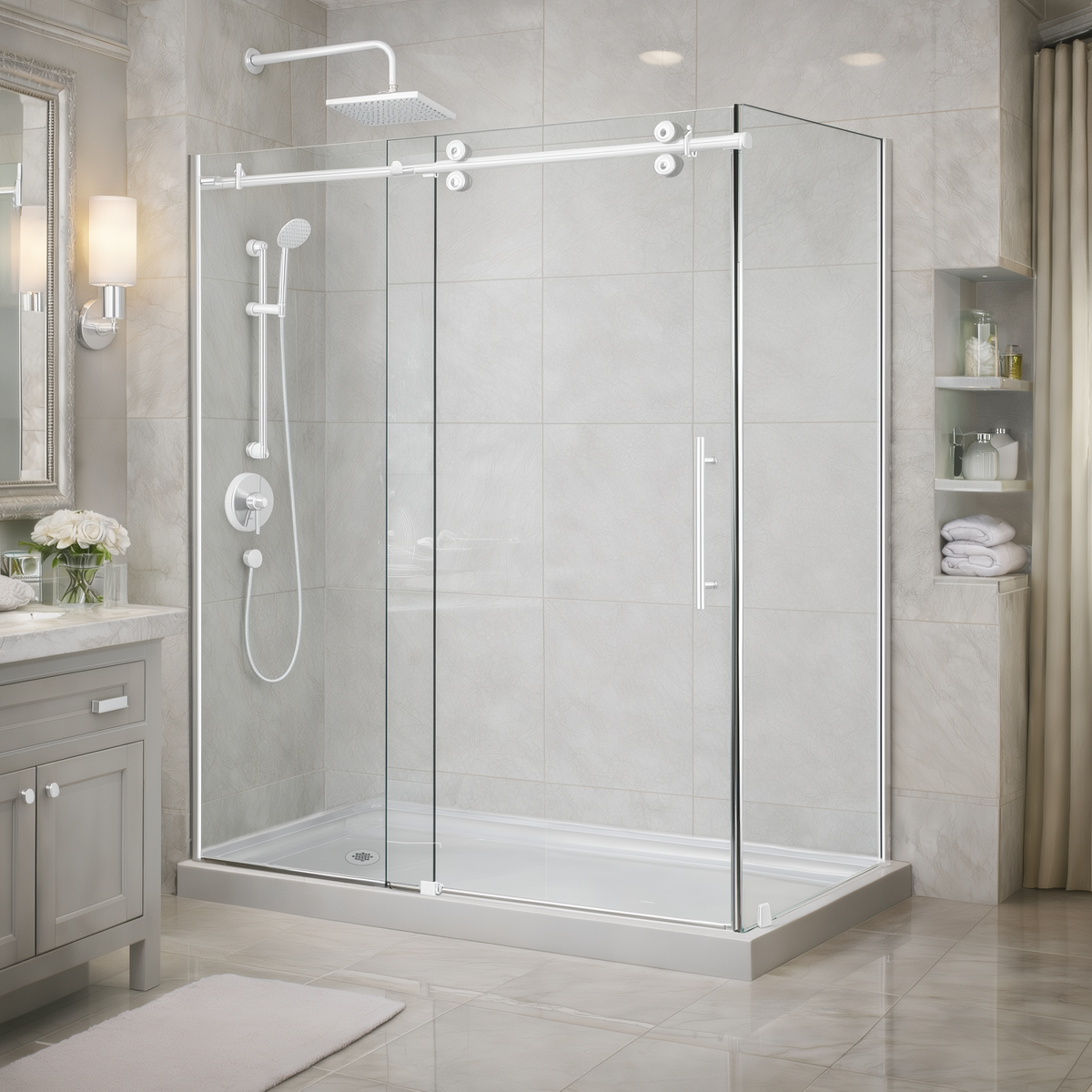 Vertiges Frameless Sliding Shower Door Enclosure