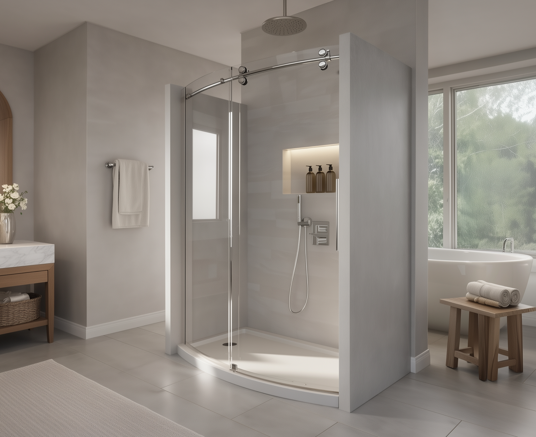 Turin Arc-en-ciel Frameless Bowfront Sliding Shower Kit
