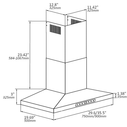 Nova PRO 30" Wall Mounted Range Hood 860CFM
